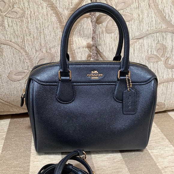 Coach Leather Bennett Satchel Metallic Denim Authentic - Picture 7 of 11